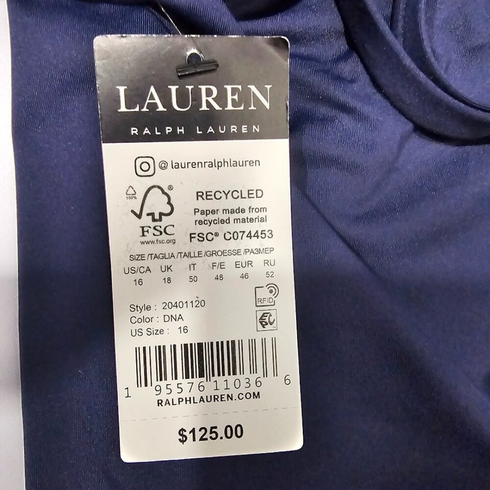 Lauren Ralph Lauren Toggle-Trim Tankini Top Navy - Picture 7 of 7